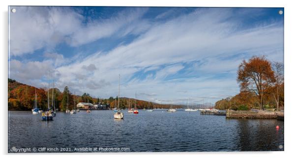 Majestic Panorama of Autumnal Lake Windermere Acrylic by Cliff Kinch