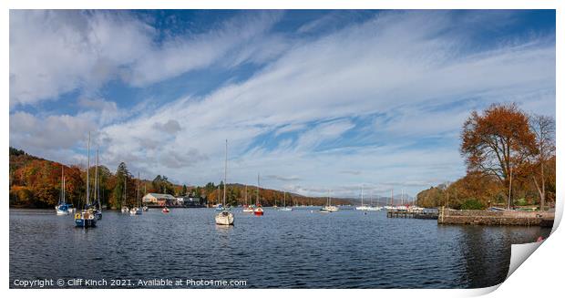 Majestic Panorama of Autumnal Lake Windermere Print by Cliff Kinch