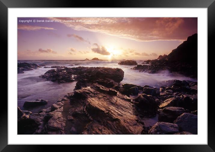 Sunset at Cape Cornwall Framed Mounted Print by Derek Daniel