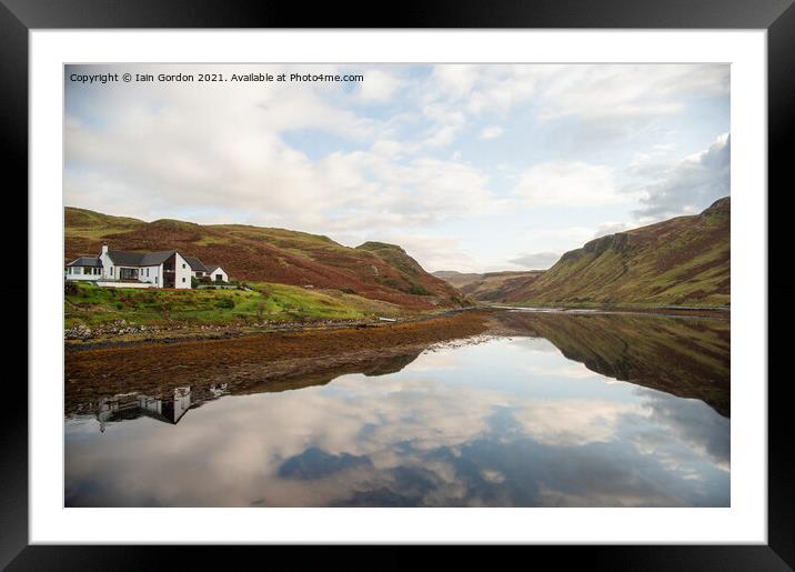 White House overlooking Tranquil Loch Isle of Skye Scotland Framed Mounted Print by Iain Gordon