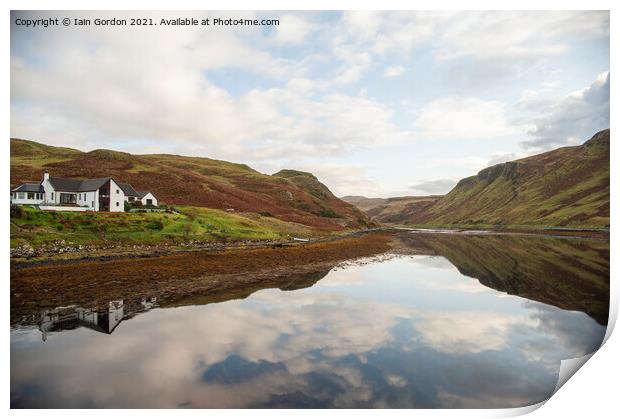White House overlooking Tranquil Loch Isle of Skye Scotland Print by Iain Gordon