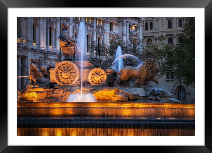 Cibeles Fountain at Night in Madrid Framed Mounted Print by Artur Bogacki