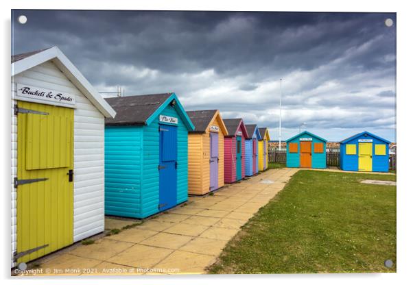 Amble Beach Huts, Northumberland Acrylic by Jim Monk