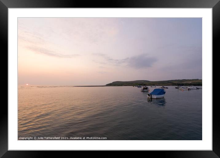 Sunset and the Parrog Newport Pembrokeshire  Framed Mounted Print by Julie Tattersfield