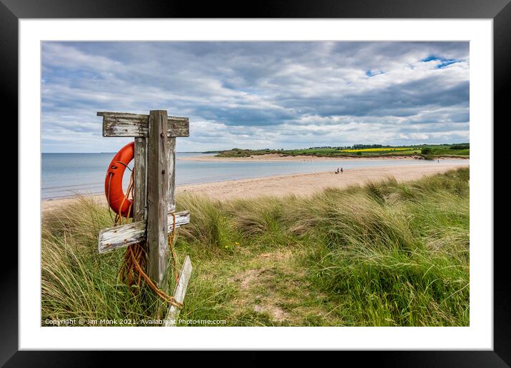 Alnmouth Beach Lifebuoy Framed Mounted Print by Jim Monk