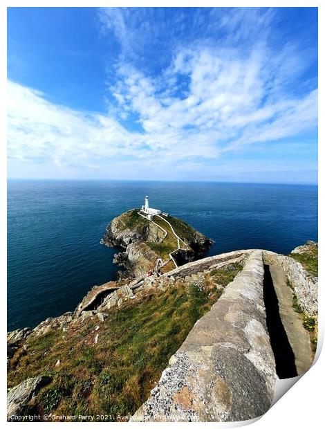 Steps to South Stack Beacon Print by Graham Parry
