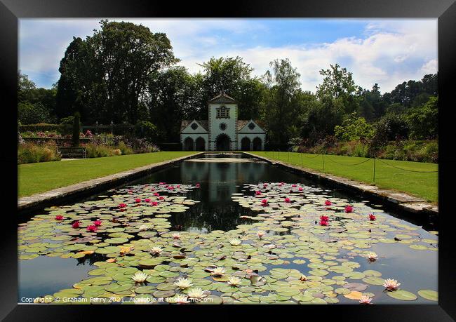 Serene Lily Pond at Bodnant Gardens Framed Print by Graham Parry