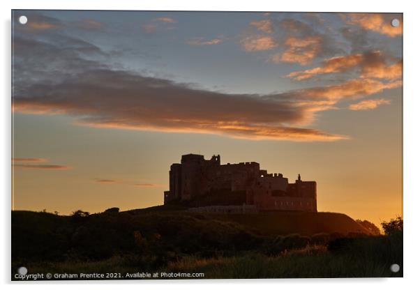 Bamburgh Castle  at Sunset Acrylic by Graham Prentice