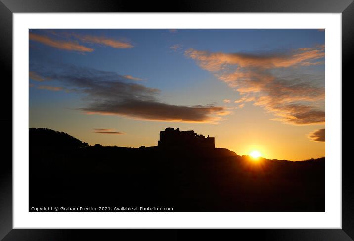 Bamburgh Castle at Sunset Framed Mounted Print by Graham Prentice