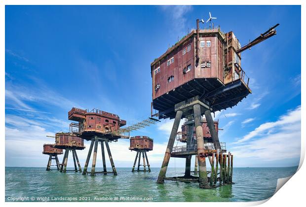 WWii Maunsell Forts Print by Wight Landscapes