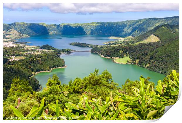 Lake of Sete Cidades from Vista do Rei viewpoint in Sao Miguel,  Print by Pere Sanz
