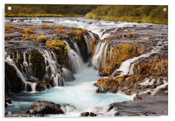 Beautiful Bruarfoss Waterfall Close up, Iceland  Acrylic by Pere Sanz