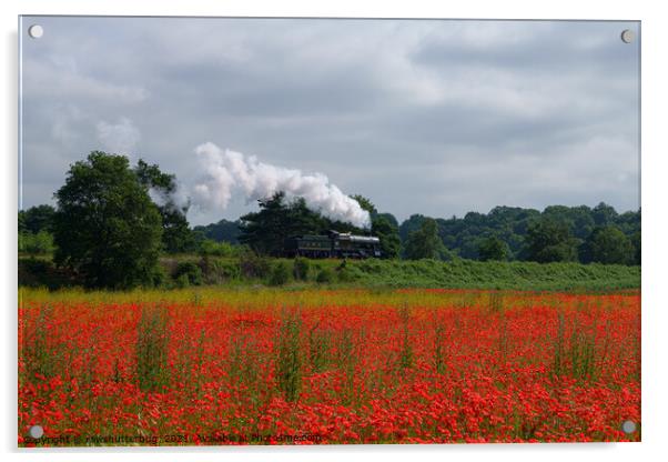 Locomotive Passing A Poppy Field Acrylic by rawshutterbug 