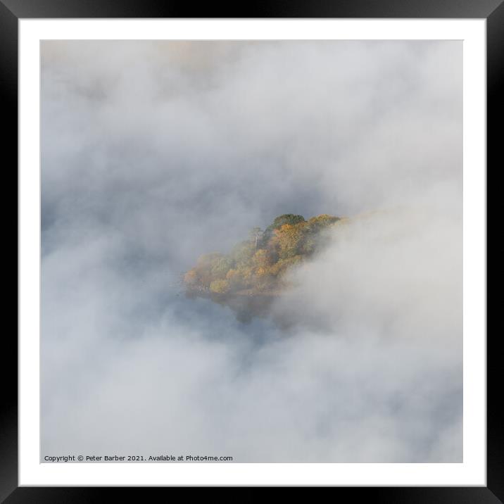 St Herberts Island appearing from the fog Framed Mounted Print by Peter Barber