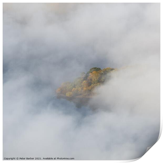 St Herberts Island appearing from the fog Print by Peter Barber