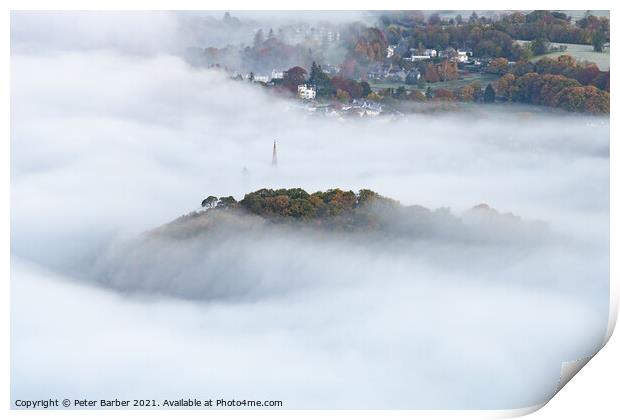 Keswick Church and Castlehead Wood during a cloud inversion in t Print by Peter Barber