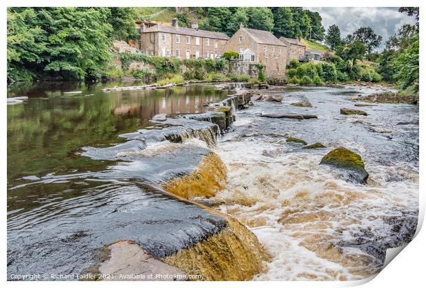 Demesnes Mill and River Tees, Barnard Castle Print by Richard Laidler