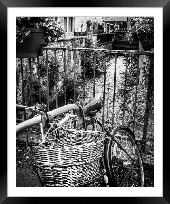  Monochrome bike wicker basket Framed Mounted Print by Steve Taylor