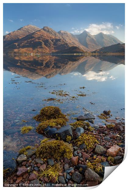 Loch Duich Five Sisters of Kintail Reflection  Print by Barbara Jones