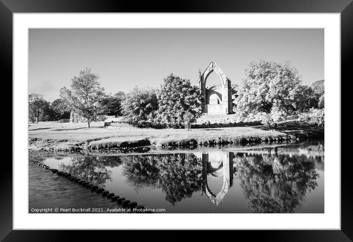 Bolton Abbey Yorkshire Dales Monochrome Framed Mounted Print by Pearl Bucknall