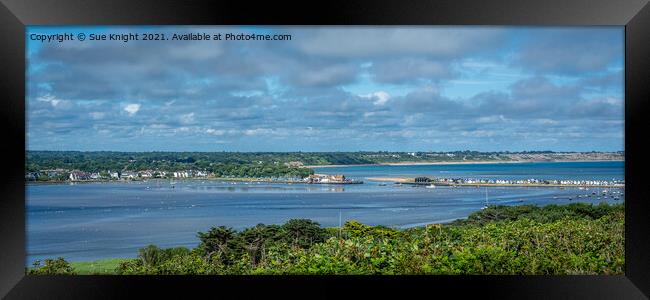A view of Mudeford from Hengistbury Head Framed Print by Sue Knight