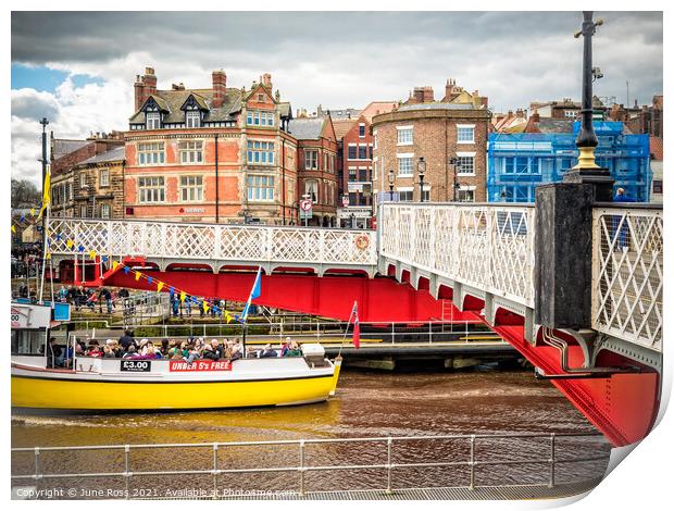 Whitby Swing Bridge, Whitby, North Yorkshire  Print by June Ross