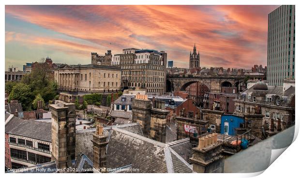 'Sunset Silhouette: Newcastle's Iconic Skyline' Print by Holly Burgess