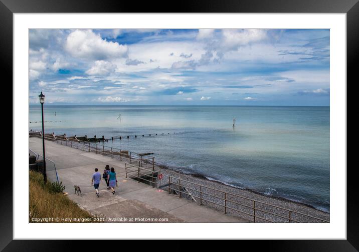 Hunstanton beach sea blue sky Norfolk Framed Mounted Print by Holly Burgess