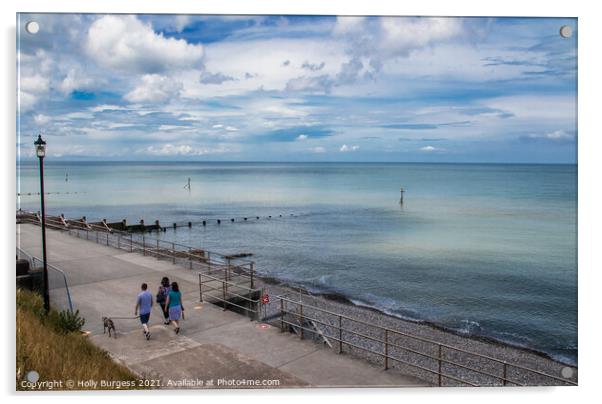 Hunstanton beach sea blue sky Norfolk Acrylic by Holly Burgess
