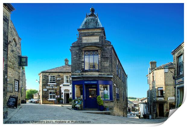 Yorkshire Penny Bank Haworth  Print by Alison Chambers
