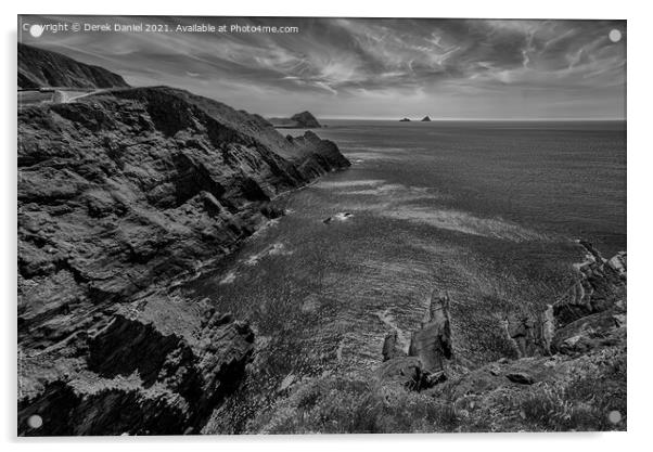 Kerry Cliffs, Ireland (mono) Acrylic by Derek Daniel