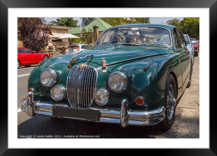 Classic British Racing Green Jaguar roadster Framed Mounted Print by Kevin Hellon