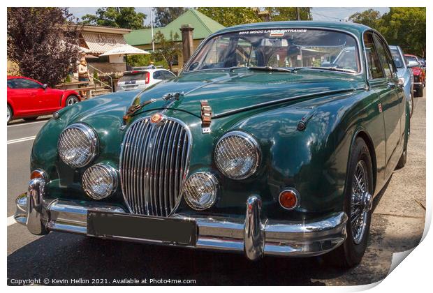 Classic British Racing Green Jaguar roadster Print by Kevin Hellon