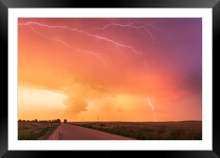 Nebraska Thunderstorm Sunset Framed Mounted Print by John Finney