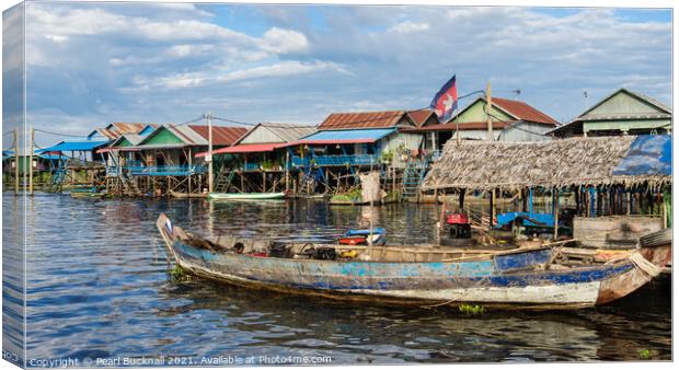 Stilt Village in Tonle Sap Lake Cambodia Canvas Print by Pearl Bucknall