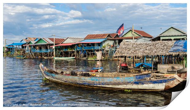 Stilt Village in Tonle Sap Lake Cambodia Print by Pearl Bucknall
