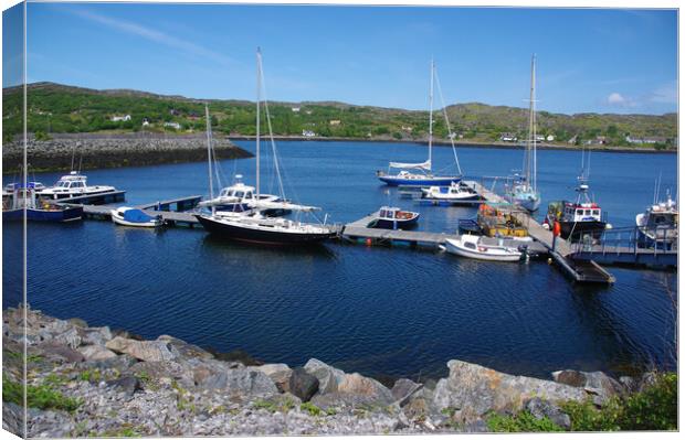 Boats in the Harbour Lochinver Canvas Print by Jacqi Elmslie