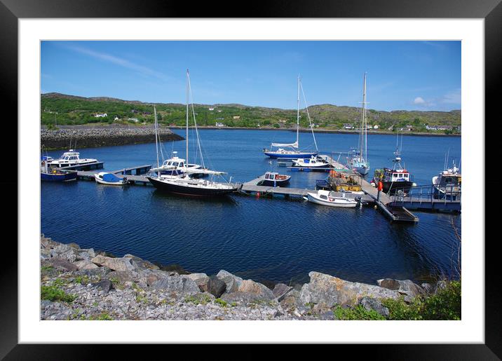 Boats in the Harbour Lochinver Framed Mounted Print by Jacqi Elmslie