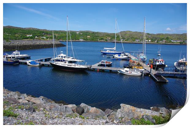 Boats in the Harbour Lochinver Print by Jacqi Elmslie