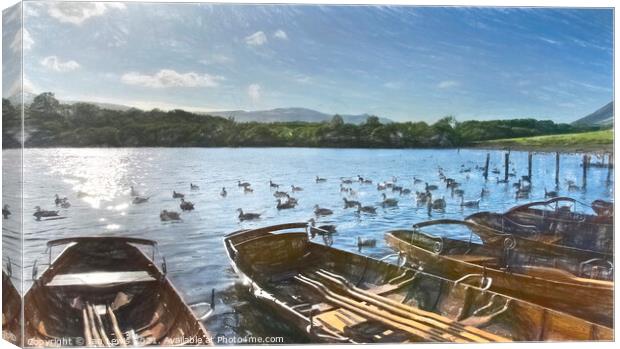 The Late Afternoon Commute On Derwentwater Canvas Print by Ian Lewis