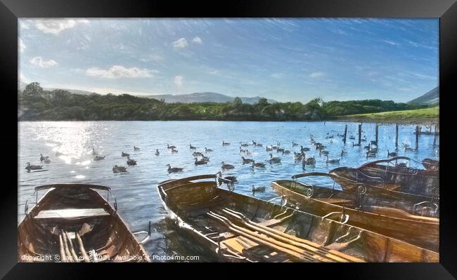 The Late Afternoon Commute On Derwentwater Framed Print by Ian Lewis