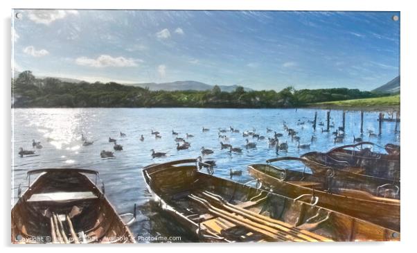The Late Afternoon Commute On Derwentwater Acrylic by Ian Lewis