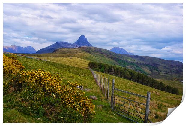 Fence Leading In to Stac Pollaidh Print by Jacqi Elmslie