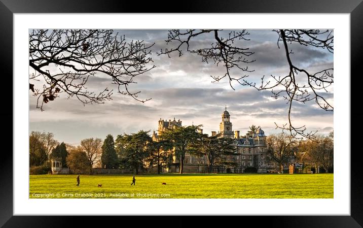 Thoresby Hall in the last light of the day Framed Mounted Print by Chris Drabble
