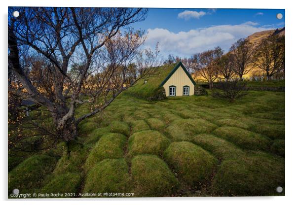 Hofskirkja church in Iceland Acrylic by Paulo Rocha