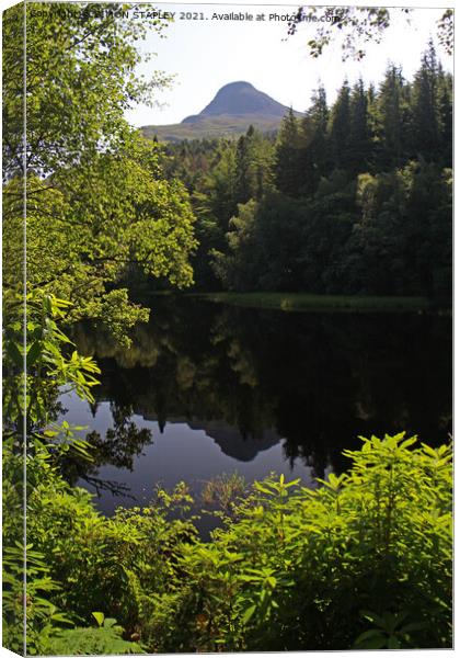 PAP OF GLENCOE REFLECTED IN GLENCOE LOCHAN Canvas Print by SIMON STAPLEY