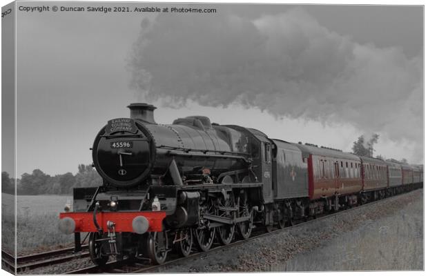 45596 'Bahamas'  steam train West Somerset Steam Express colourized  Canvas Print by Duncan Savidge