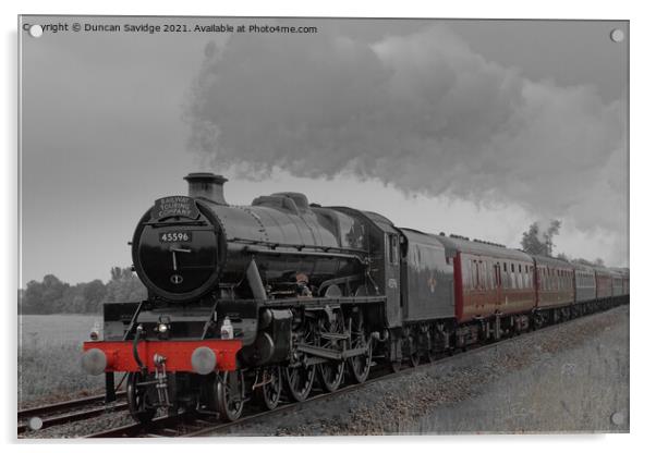 45596 'Bahamas'  steam train West Somerset Steam Express colourized  Acrylic by Duncan Savidge