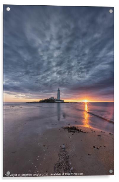 st marys lighthouse Acrylic by stephen cooper