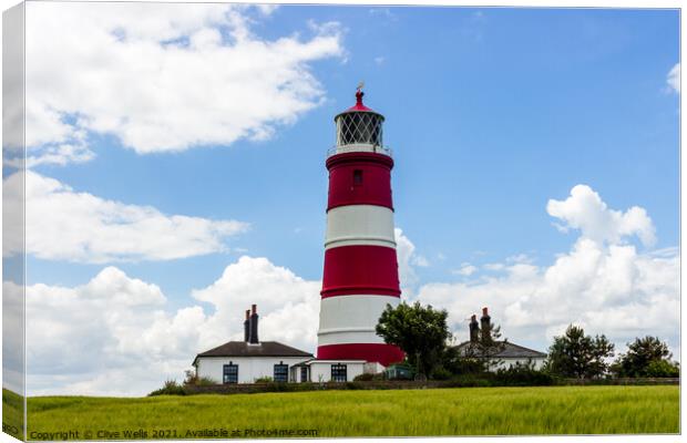 Happisburgh lighthouse   Canvas Print by Clive Wells
